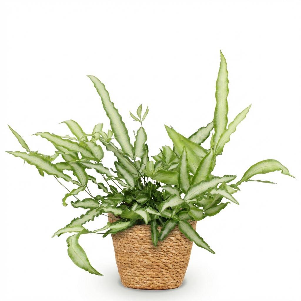 La Green Touch - Pteris cretica Albolineata - Fougère ruban - Panier en jonc de mer inclus - Pot Ø20 cm, H 30 cm - Image 2