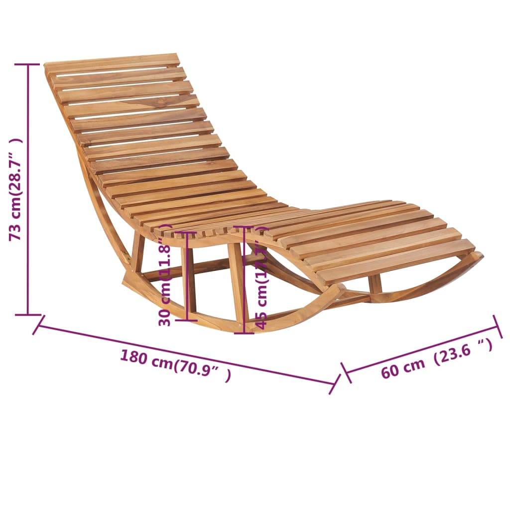 Helloshop26 - Transat chaise longue bain de soleil lit de jardin terrasse meuble d'extérieur à bascule avec coussin bois de teck solide - Imagen 9