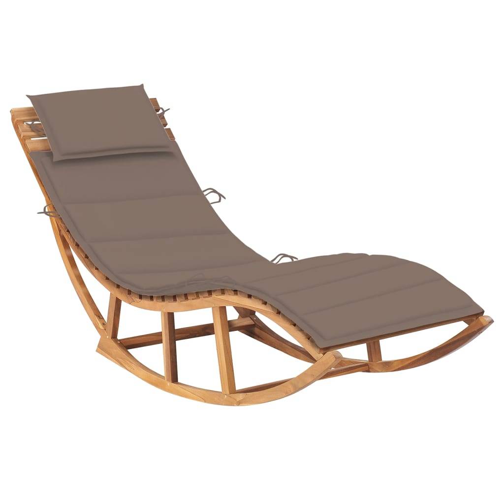 Helloshop26 - Transat chaise longue bain de soleil lit de jardin terrasse meuble d'extérieur à bascule avec coussin bois de teck solide - Imagen 1
