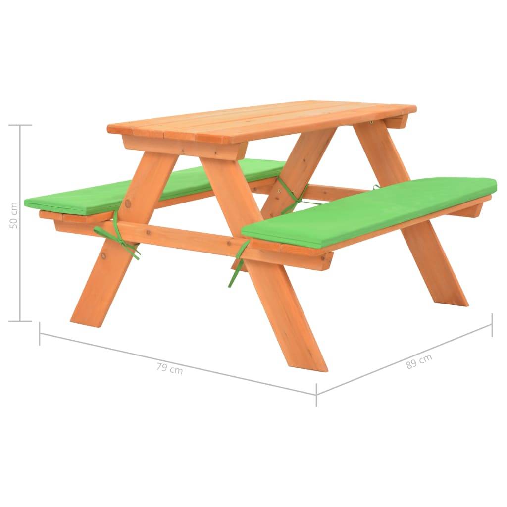 Maison Chic - Table de jardin - Table de pique-nique pour enfants avec bancs 89x79x50 cm Sapin HL997 - Image 6