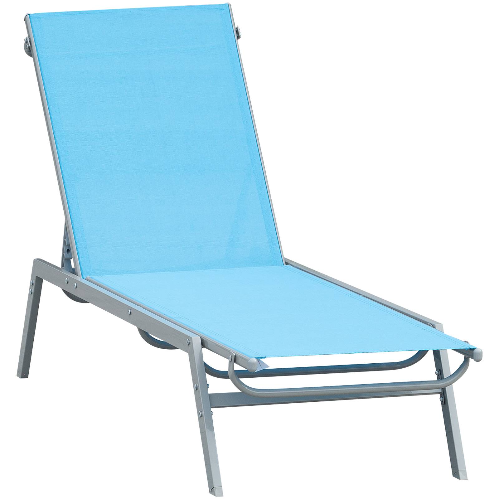 Outsunny - Bain de soleil transat design contemporain - dossier inclinable multi-positions - métal époxy textilène bleu ciel - Outsunny - Imagen 1