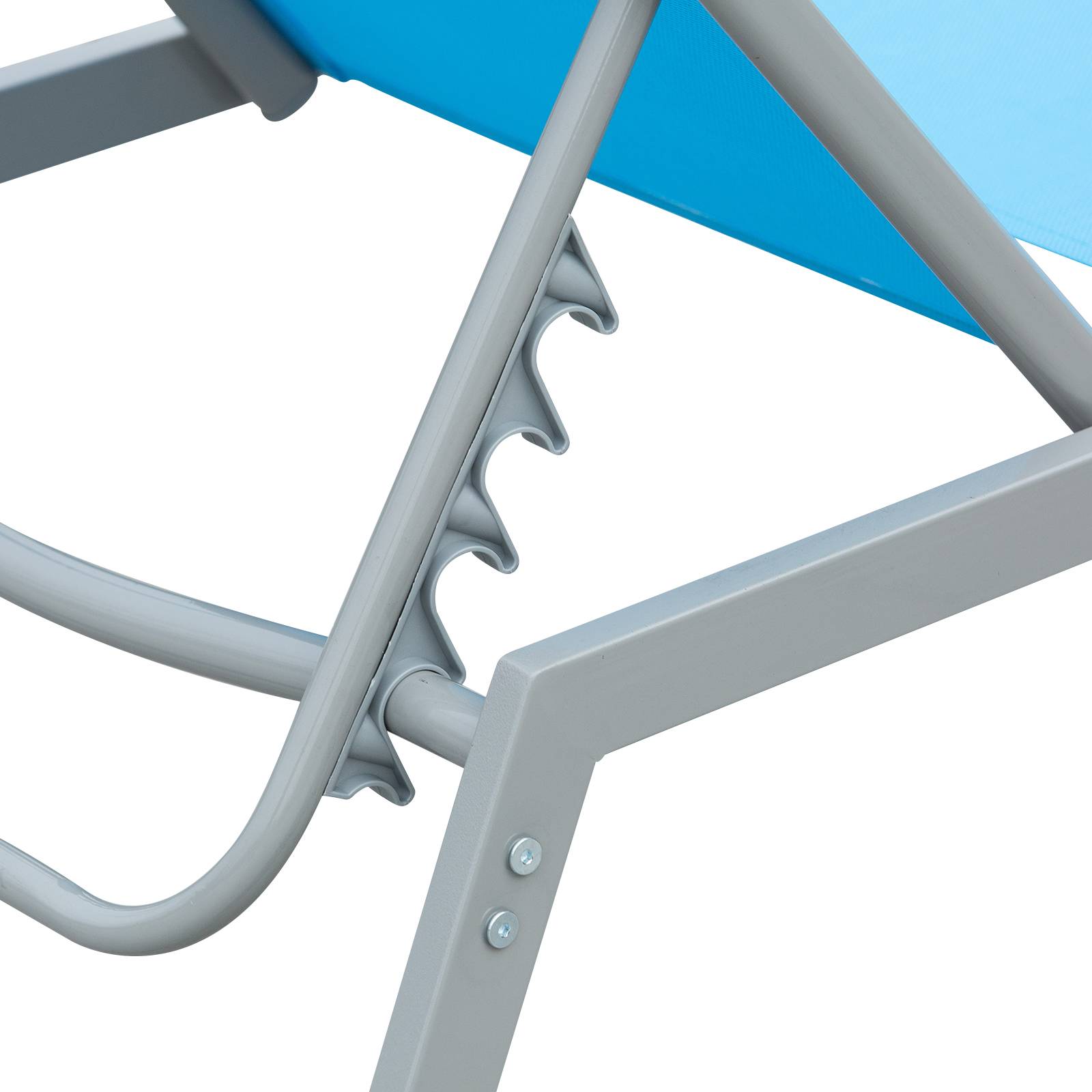 Outsunny - Bain de soleil transat design contemporain - dossier inclinable multi-positions - métal époxy textilène bleu ciel - Outsunny - Imagen 7