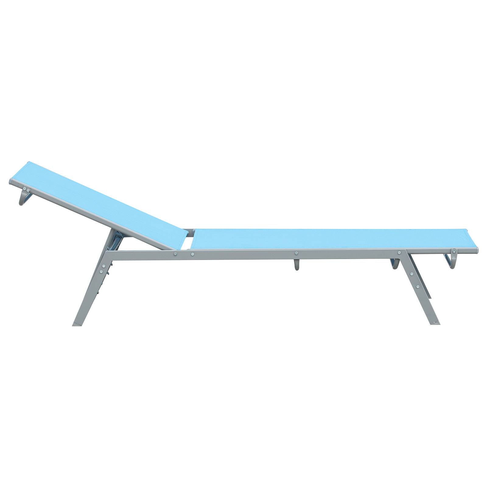 Outsunny - Bain de soleil transat design contemporain - dossier inclinable multi-positions - métal époxy textilène bleu ciel - Outsunny - Imagen 5