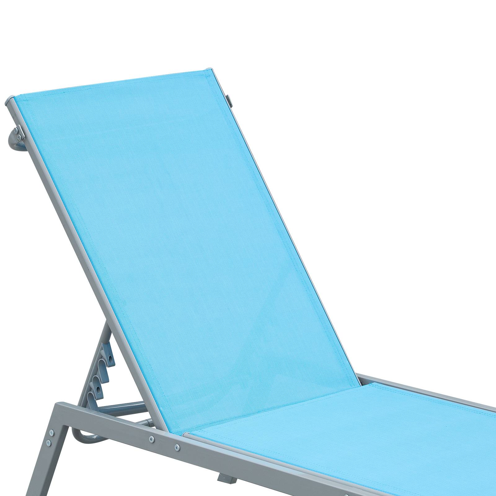 Outsunny - Bain de soleil transat design contemporain - dossier inclinable multi-positions - métal époxy textilène bleu ciel - Outsunny - Imagen 6
