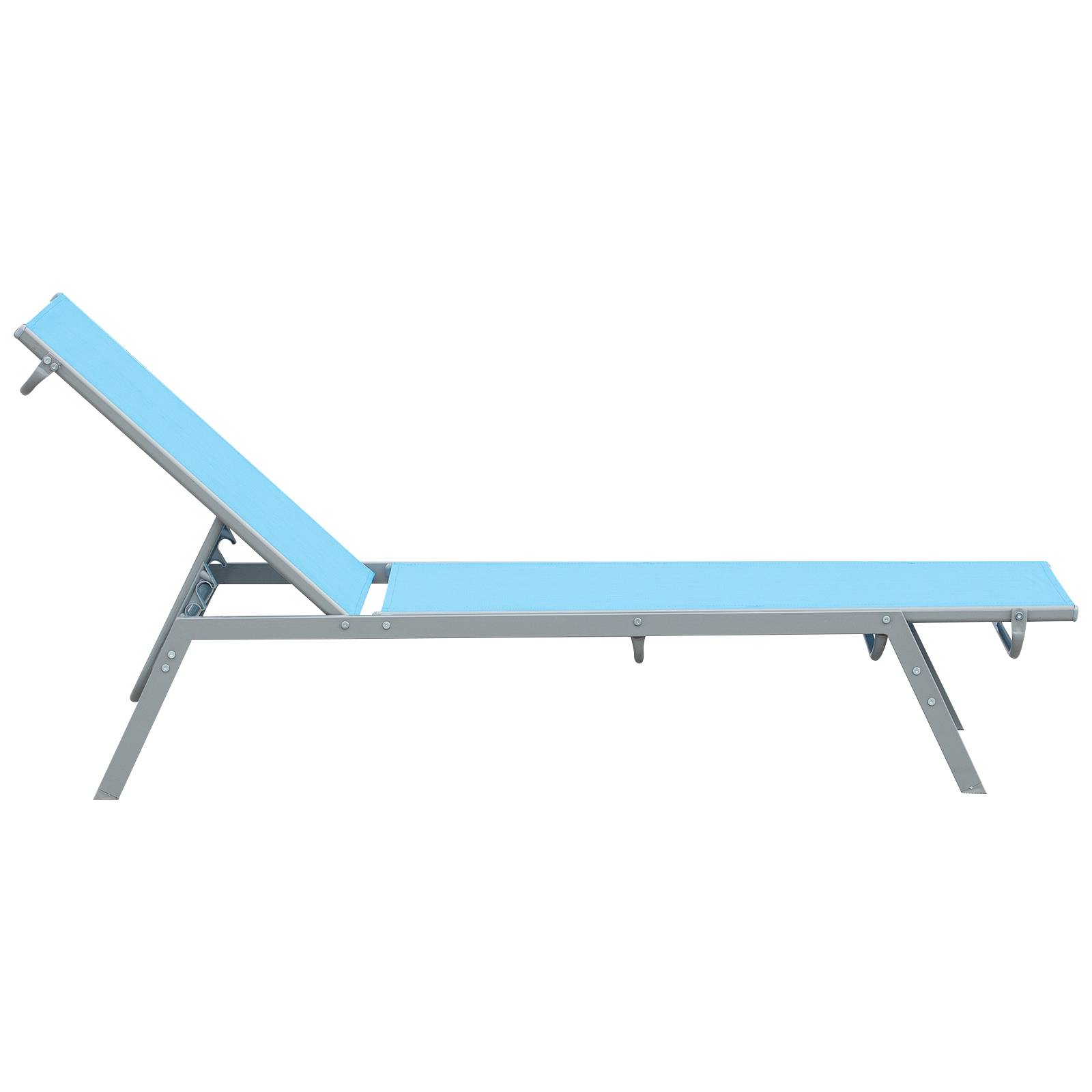 Outsunny - Bain de soleil transat design contemporain - dossier inclinable multi-positions - métal époxy textilène bleu ciel - Outsunny - Imagen 4