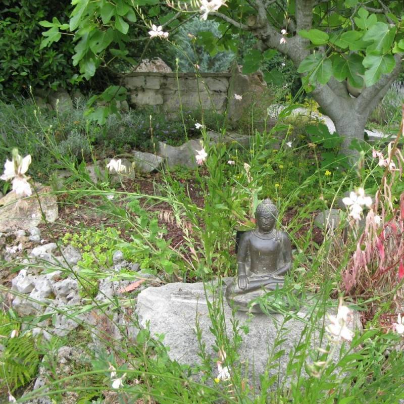 Jardinex - Statuette bouddha appel de la terre à témoin 30 cm - Gris anthracite 30 cm - Jardinex - Image 3