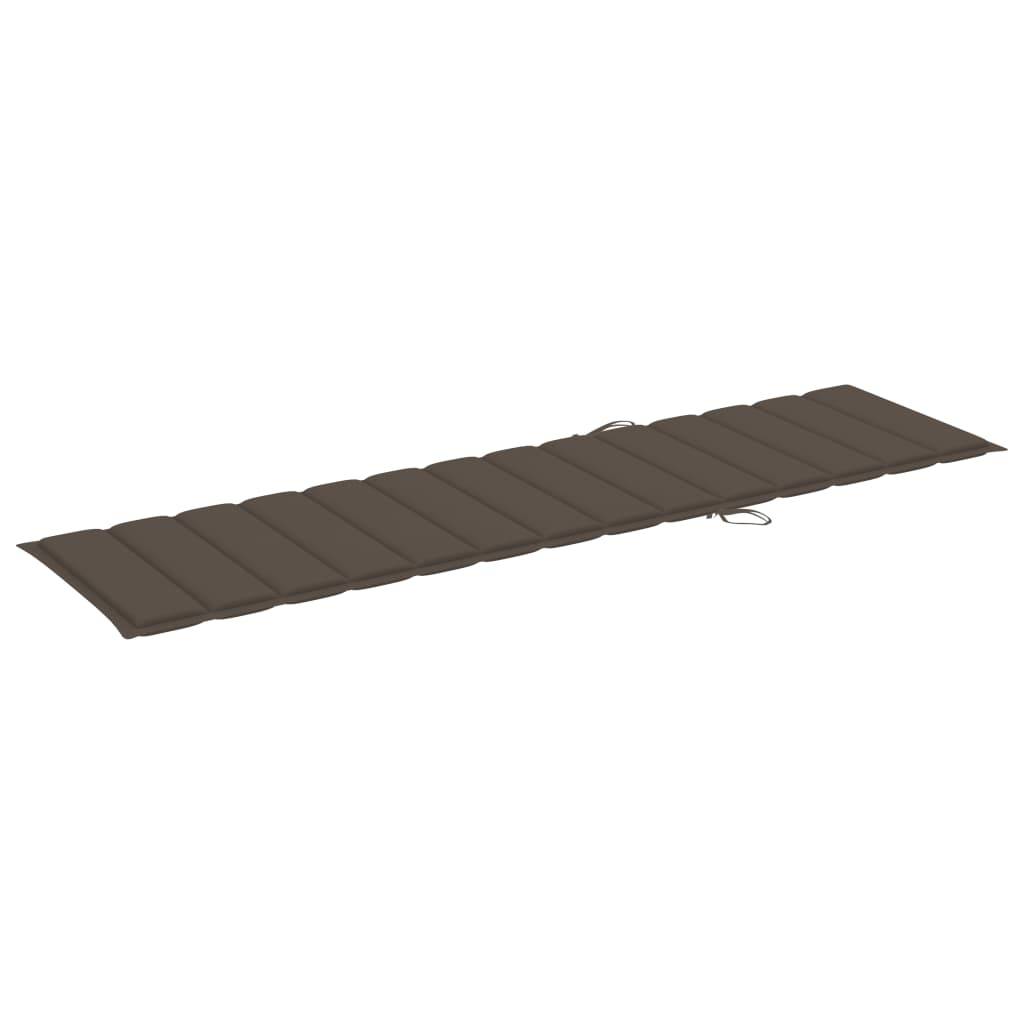 Helloshop26 - Transat chaise longue bain de soleil lit de jardin 200 cm terrasse meuble d'extérieur avec coussin taupe bois de teck solide - Imagen 8