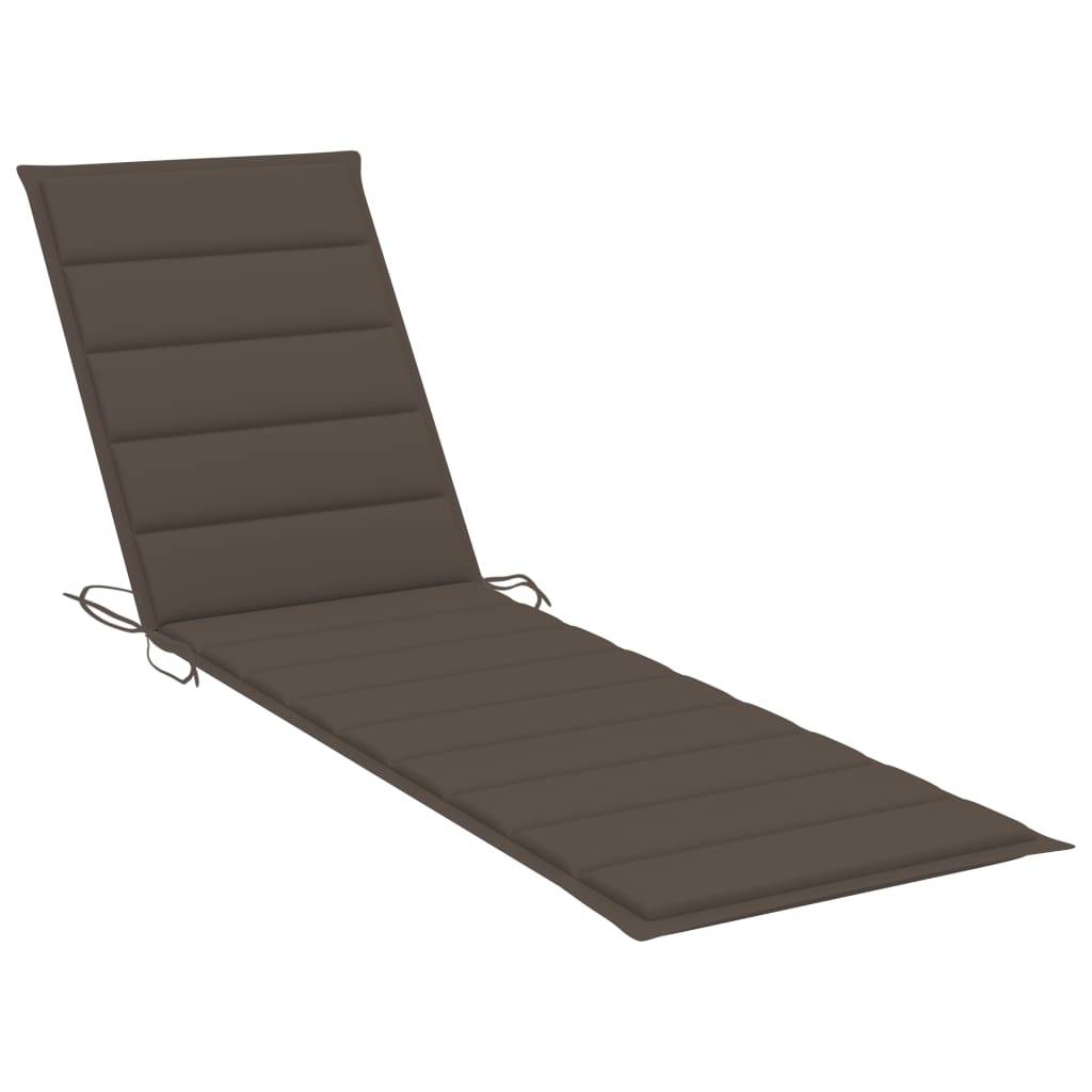 Helloshop26 - Transat chaise longue bain de soleil lit de jardin 200 cm terrasse meuble d'extérieur avec coussin taupe bois de teck solide - Imagen 7