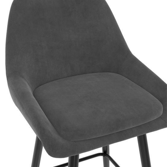 Lot de 4 tabourets de bar THALYA en velours gris foncé avec demi-accoudoirs - Image 6