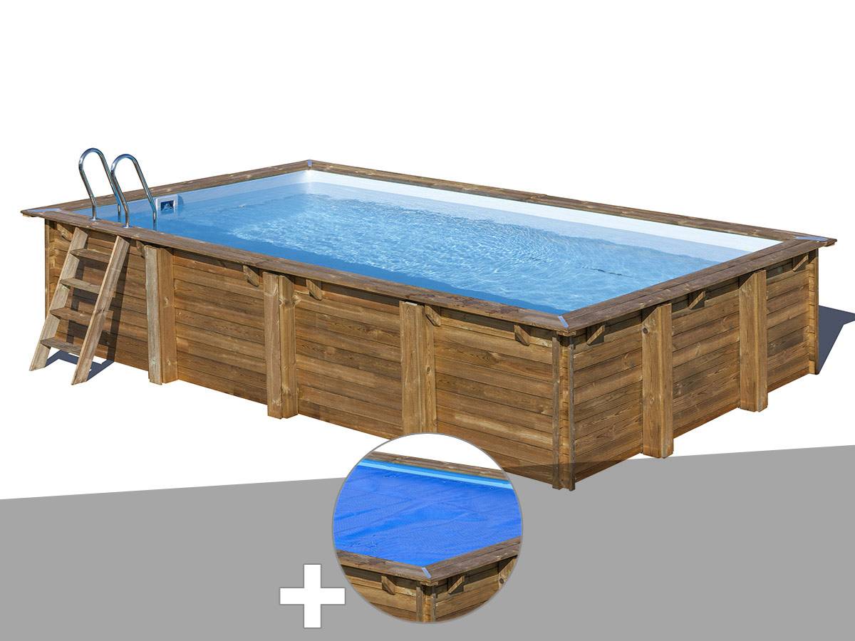 Gré - Kit piscine bois Gré Evora 6,20 x 4,20 x 1,33 m + Bâche à bulles