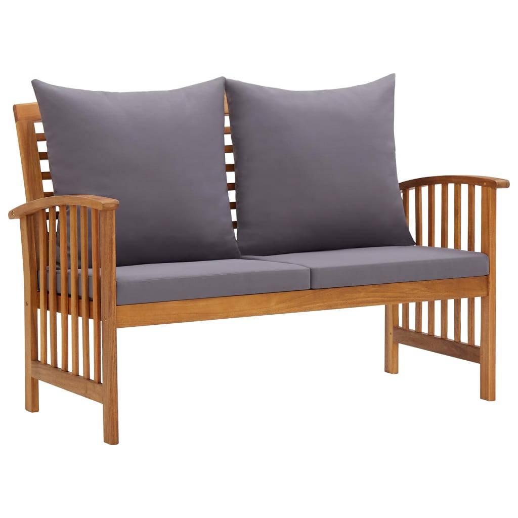 Helloshop26 - Banc de jardin meuble de patio d'extérieur terrasse avec coussins 119 x 67 x 83 cm bois solide d'acacia - Imagen 1