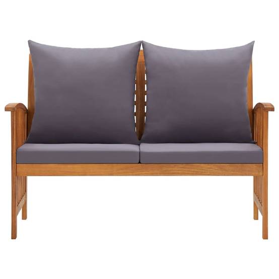 Helloshop26 - Banc de jardin meuble de patio d'extérieur terrasse avec coussins 119 x 67 x 83 cm bois solide d'acacia - Imagen 2