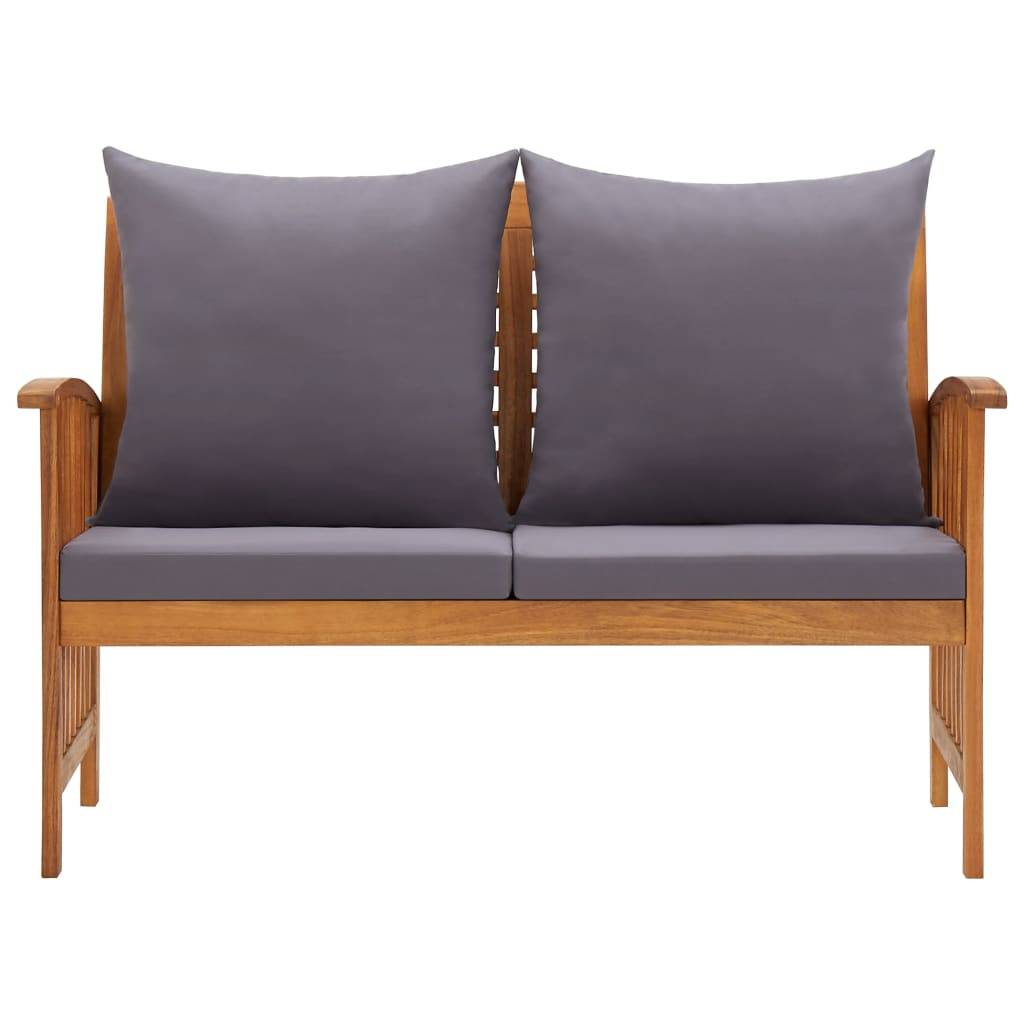 Helloshop26 - Banc de jardin meuble de patio d'extérieur terrasse avec coussins 119 x 67 x 83 cm bois solide d'acacia - Imagen 2