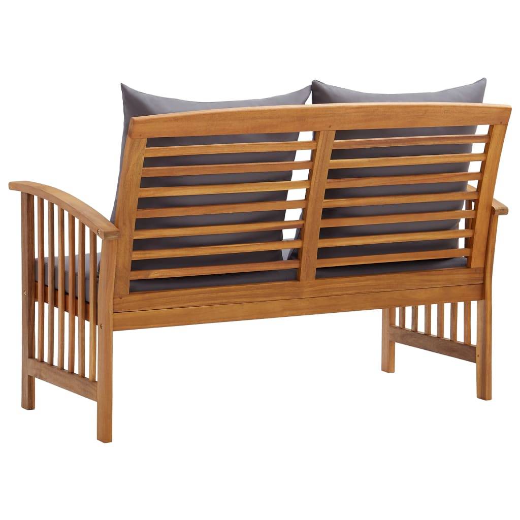 Helloshop26 - Banc de jardin meuble de patio d'extérieur terrasse avec coussins 119 x 67 x 83 cm bois solide d'acacia - Imagen 4