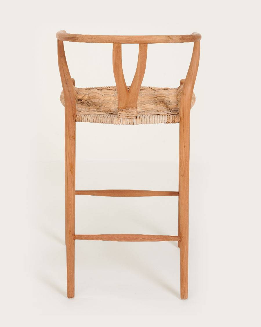 Hirosi - Chaise de bar en teck massif et rotin - UNIQKA - Imagen 5
