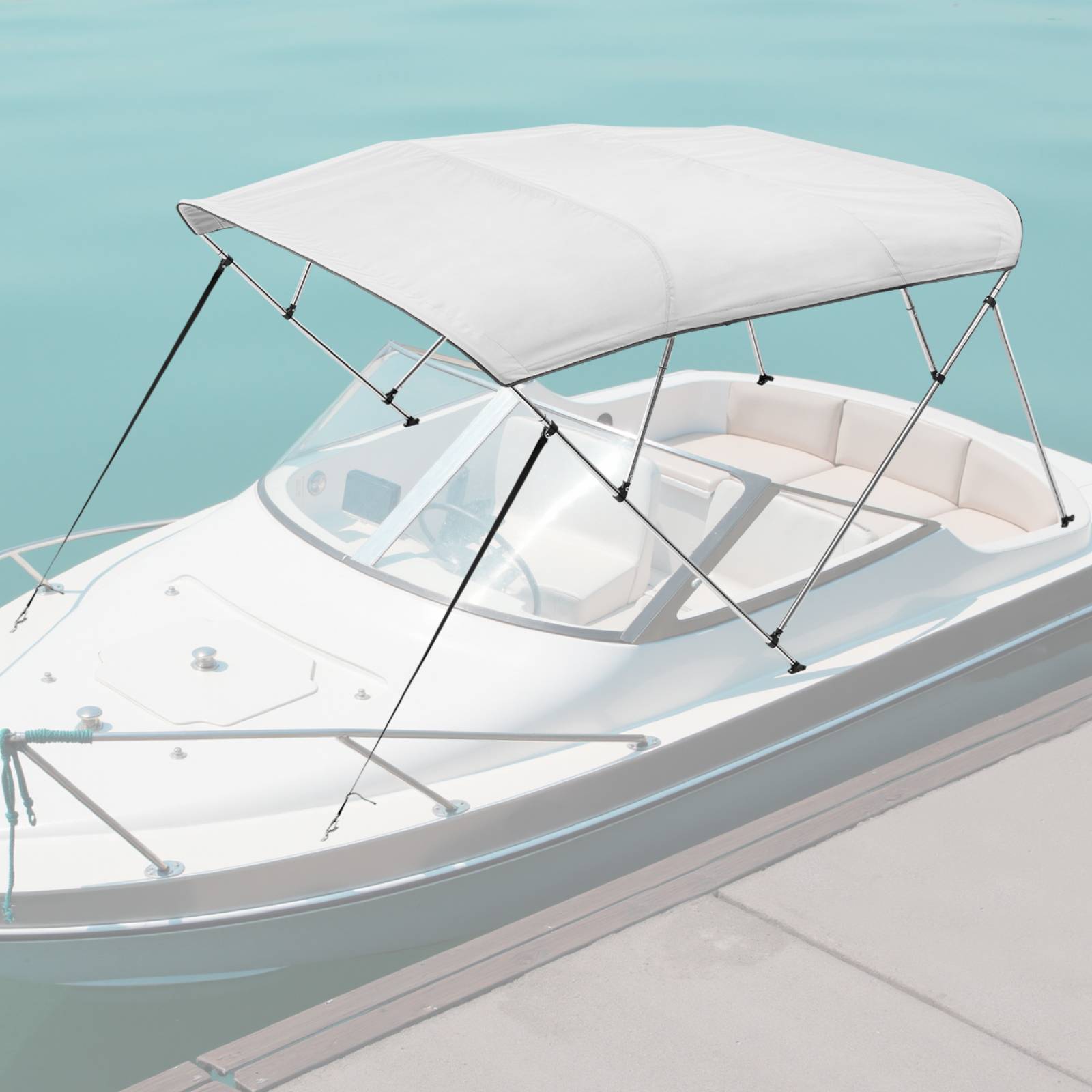 Vevor - VEVOR Bimini bateau taud de soleil à 4 arceaux 170-182 cm en alu polyester gris - Image 8