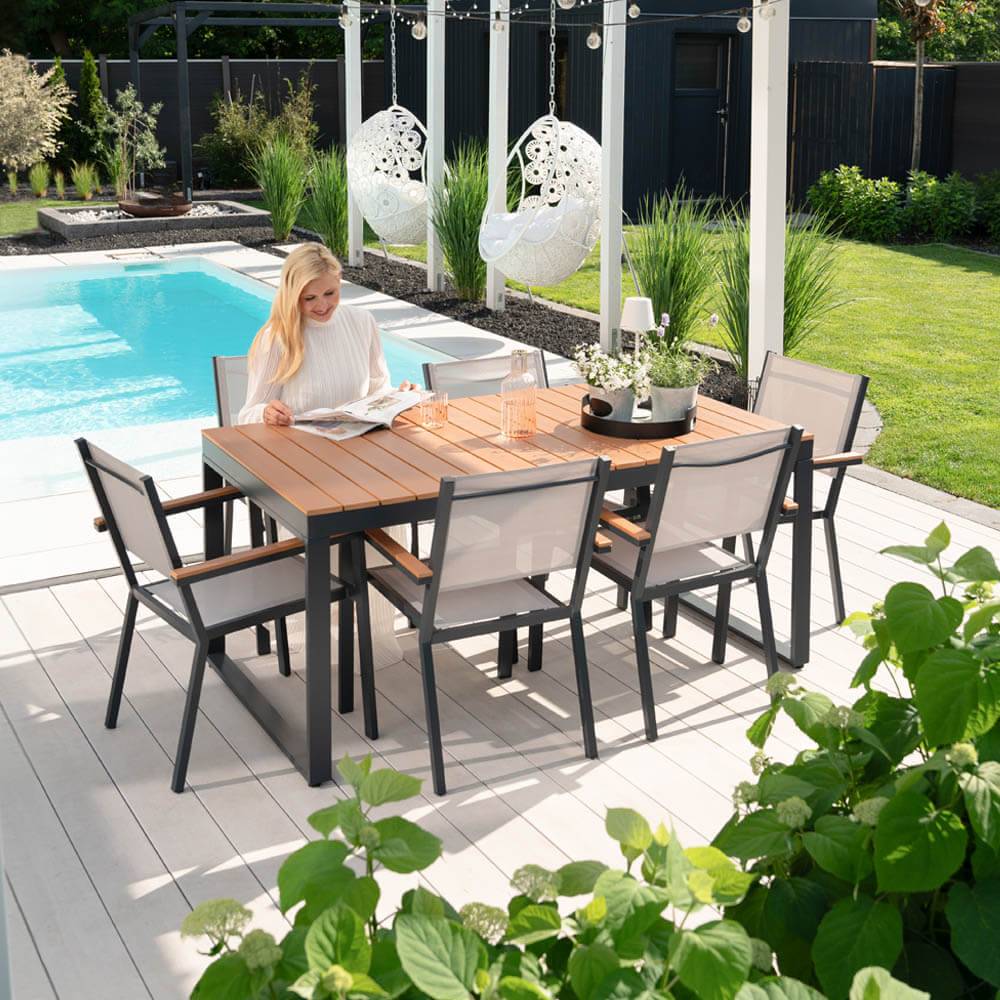 Home Deluxe - HOME DELUXE Table de jardin SIERA – 160 x 90 cm en aluminium robuste | Meubles de jardin, salon de jardin, table de balcon - Image 5