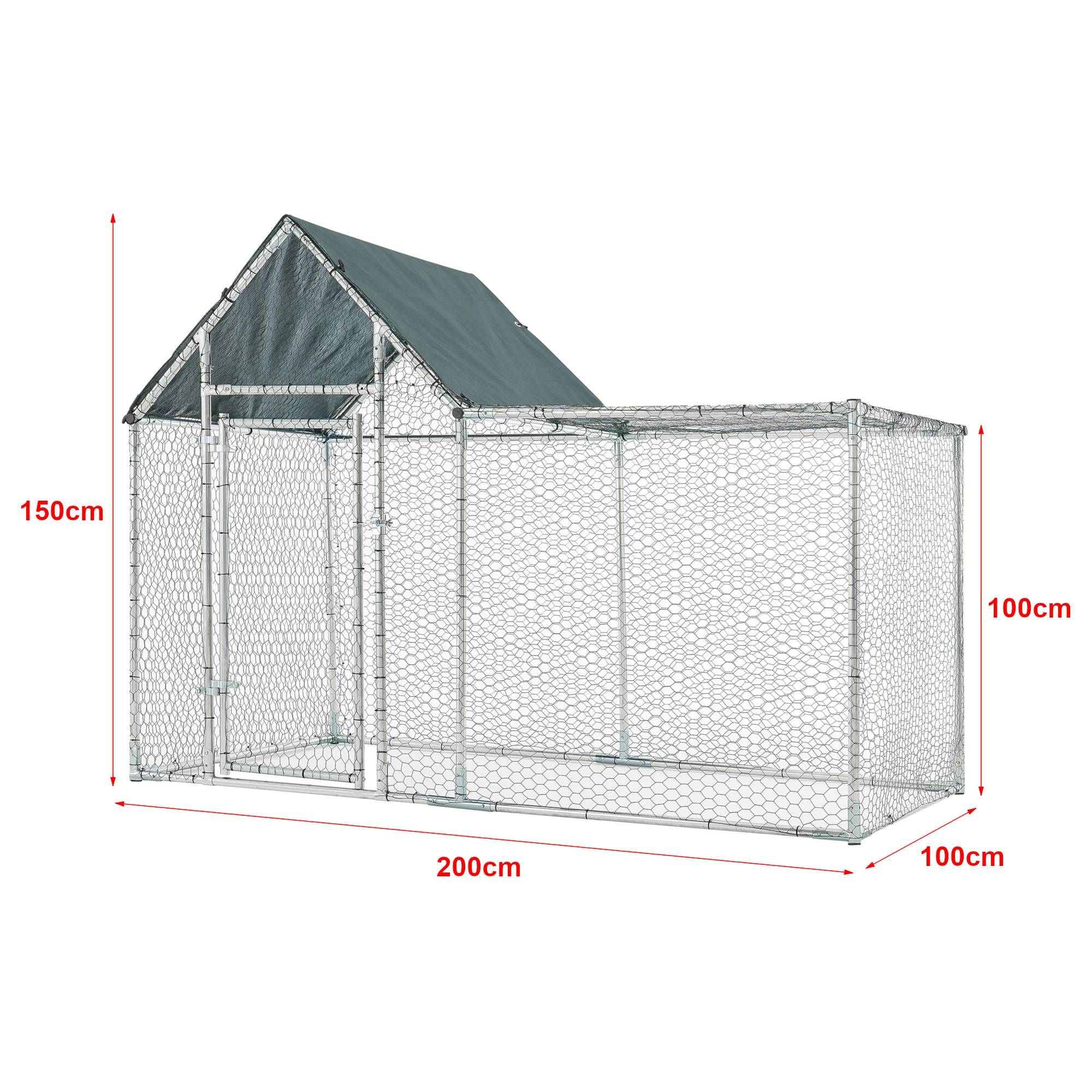 Pro.Tec - Enclos Extérieur Arguin Volière 200 x 100 x 100 - 150 cm Argent Vert [pro.tec] - Imagen 3