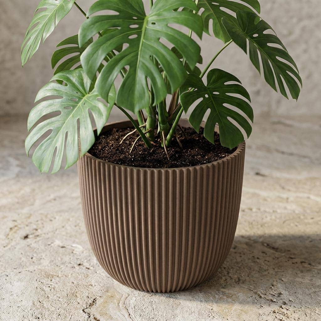 Pot de fleurs taupe chaud - D.22cm - Image 5