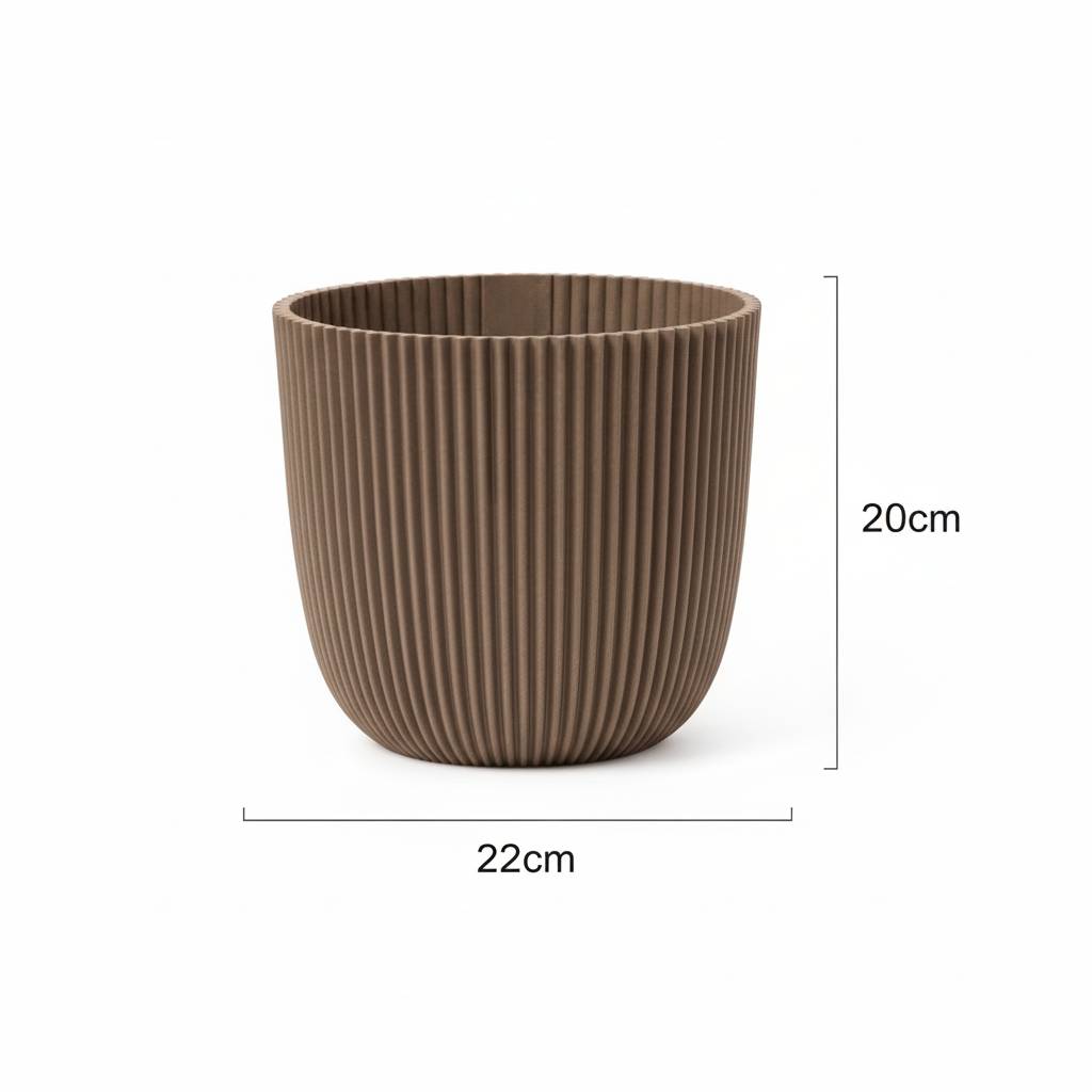 Pot de fleurs taupe chaud - D.22cm - Image 3
