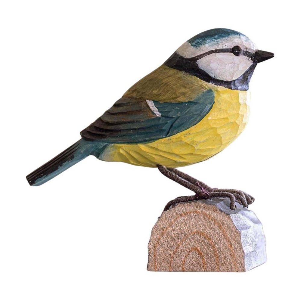Mésange bleue à poser en bois sculpté à la main - Imagen 3