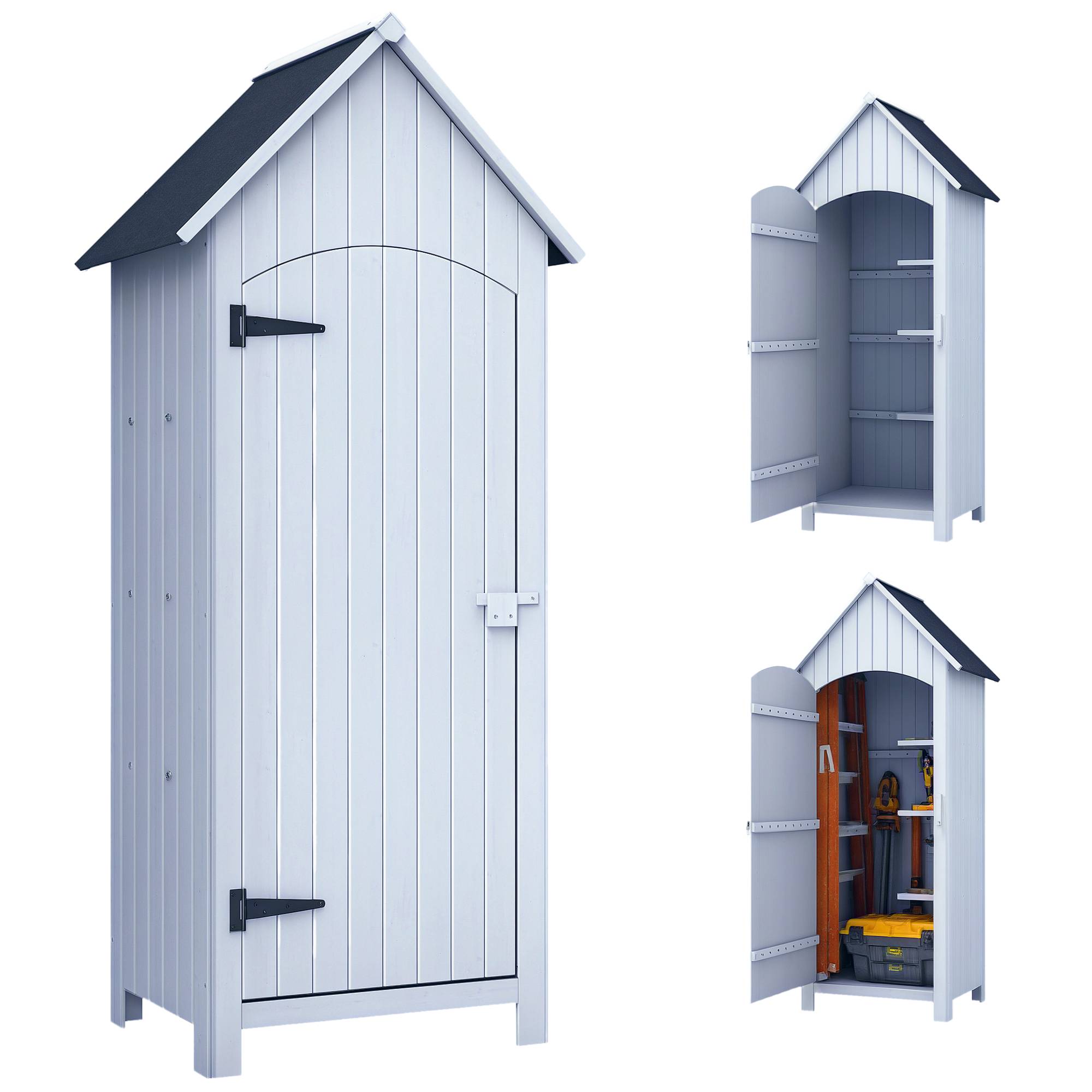 Abri de jardin bois avec 3 étagères 77,5x54,2x179,5 cm blanc - Image 1