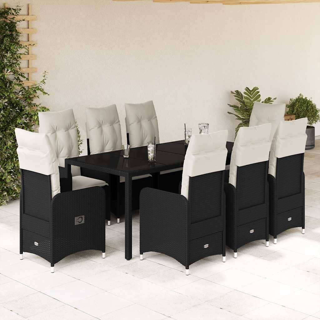 Salon de jardin 8 personnes résine tressée chaises inclinables pour terrasse Noir – ComfortXL Outdoor Living - Image 1
