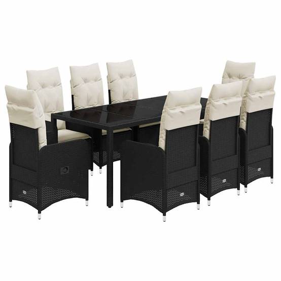 Salon de jardin 8 personnes résine tressée chaises inclinables pour terrasse Noir – ComfortXL Outdoor Living - Image 2