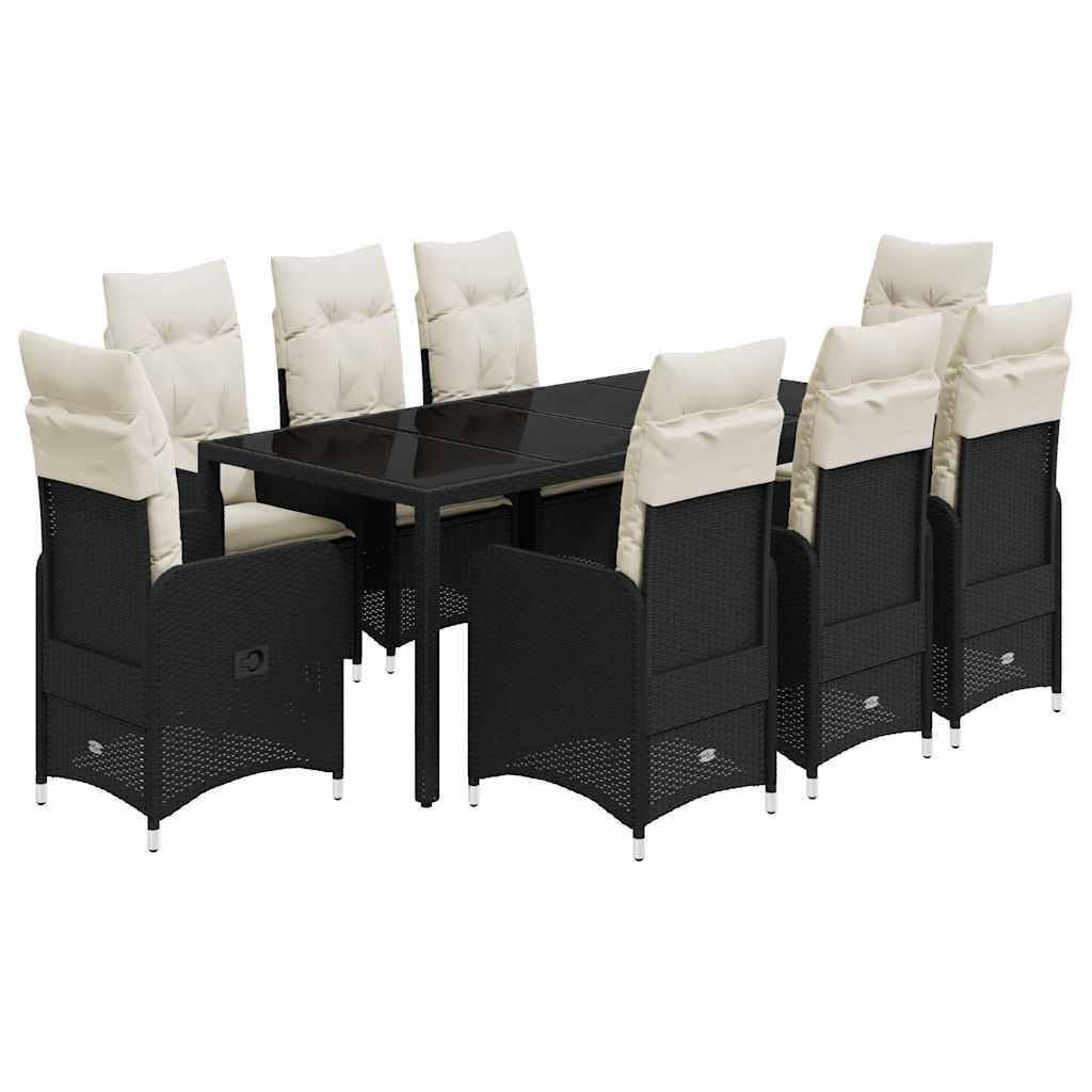 Salon de jardin 8 personnes résine tressée chaises inclinables pour terrasse Noir – ComfortXL Outdoor Living - Image 2