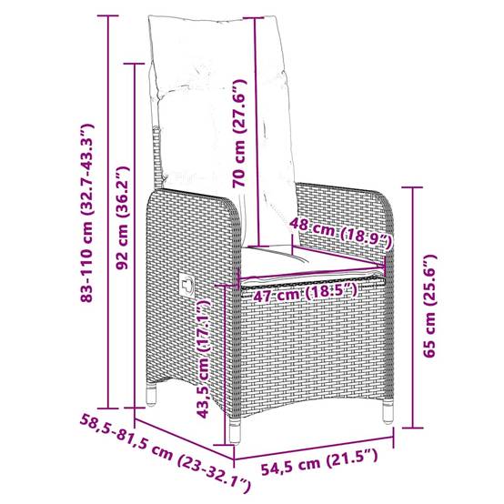 Salon de jardin 8 personnes résine tressée chaises inclinables pour terrasse Noir – ComfortXL Outdoor Living - Image 10