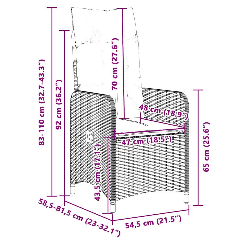 Salon de jardin 8 personnes résine tressée chaises inclinables pour terrasse Noir – ComfortXL Outdoor Living - Image 10