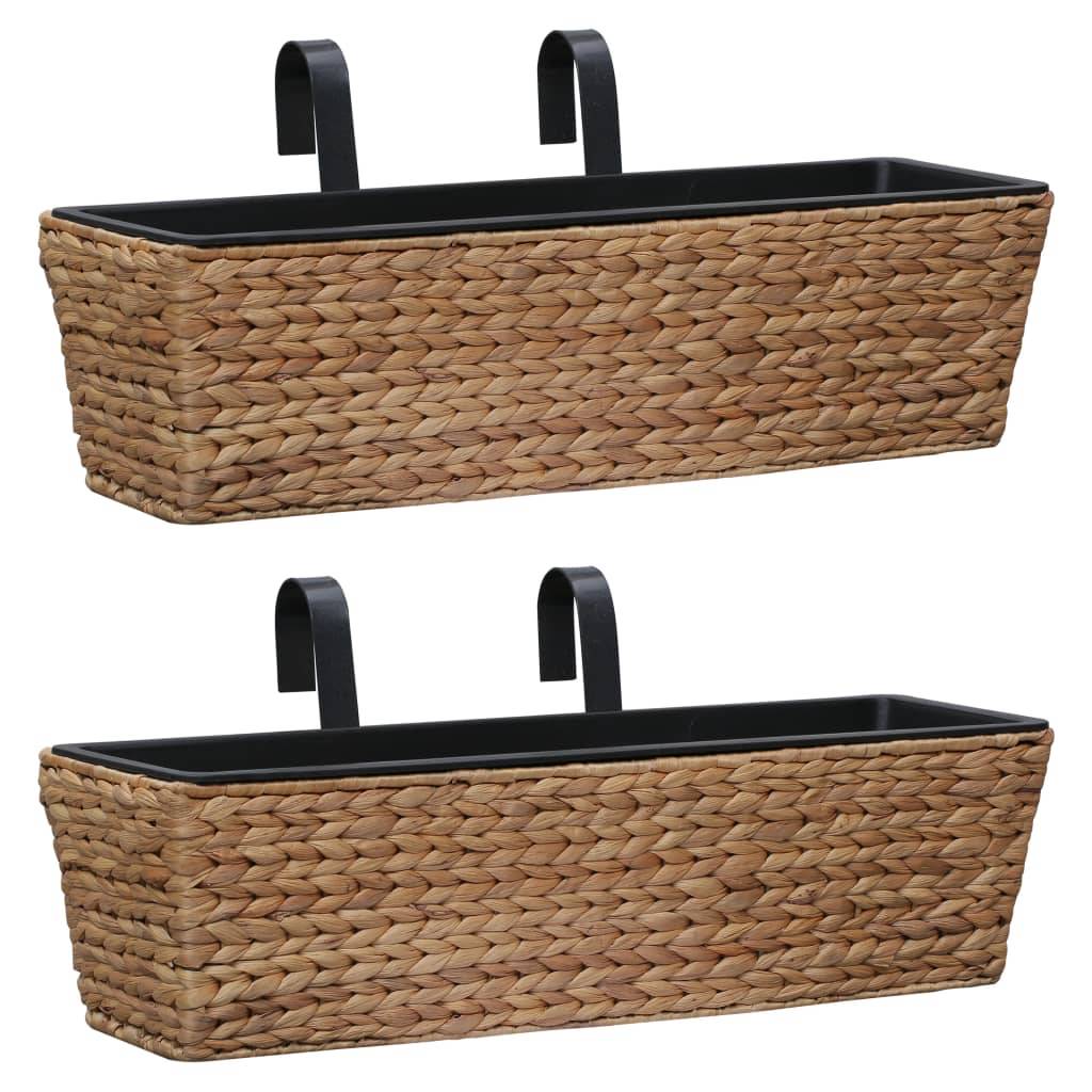 ComfortXL - Lot de 2 Jardinières Rectangulaires Jacinthe d'Eau Tressée Intérieur Marron – ComfortXL Outdoor Living - Image 1