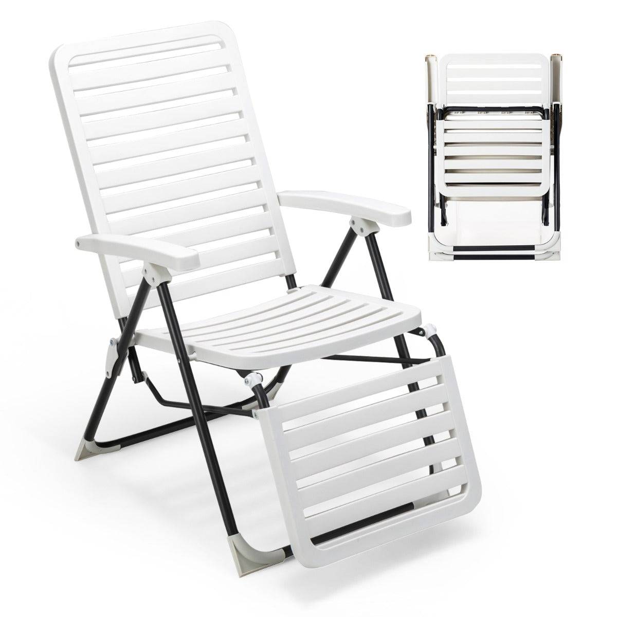 Helloshop26 - Chaise longue inclinable avec dossier réglable à 7 niveaux transat bain de soleil fauteuil de jardin pour piscine plage - Imagen 1
