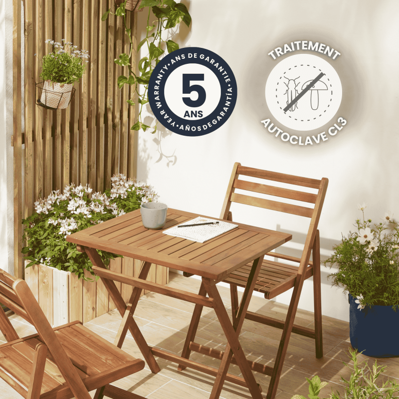 Forest Style - Salon de jardin - une table et 2 chaises en Acacia - Image 3