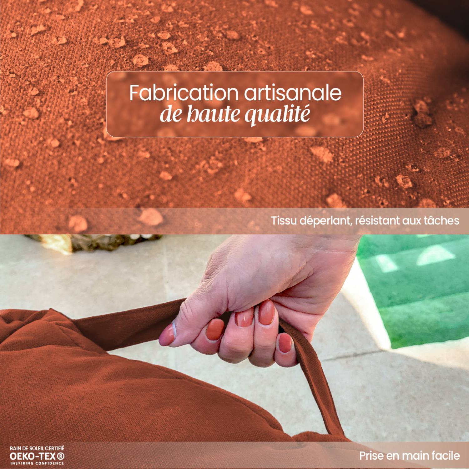 Kit de coussins pour palette capitonnés - Terracotta - Linxor - Image 3