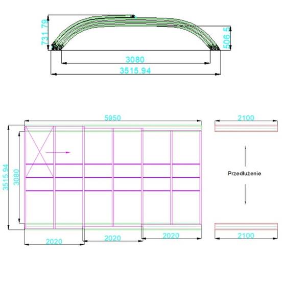 Altanka - Abri de piscine Horizon - 5.95x3.08 m - polycarbonate alvéolaire 8 mm - pour piscine BAS7305 - ECO305 - ALTANKA - Imagen 4