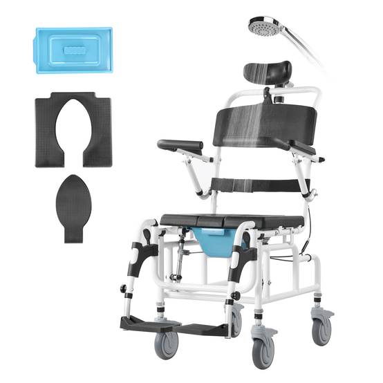 Vevor - VEVOR Fauteuil roulant de douche aluminium 440mm, charge 136kg, réglable avec frein, pour adultes handicapés. - Image 1