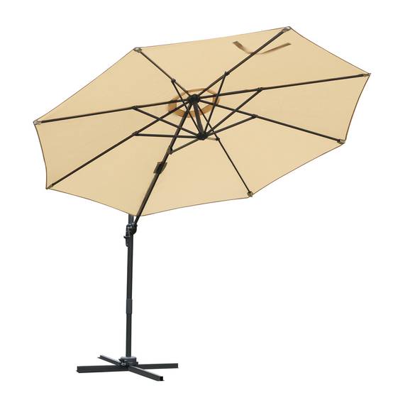 Parasol déporté octogonal inclinable parasol rotatif 360° - 295x295x250cm Polyester Beige fr319 - Image 2