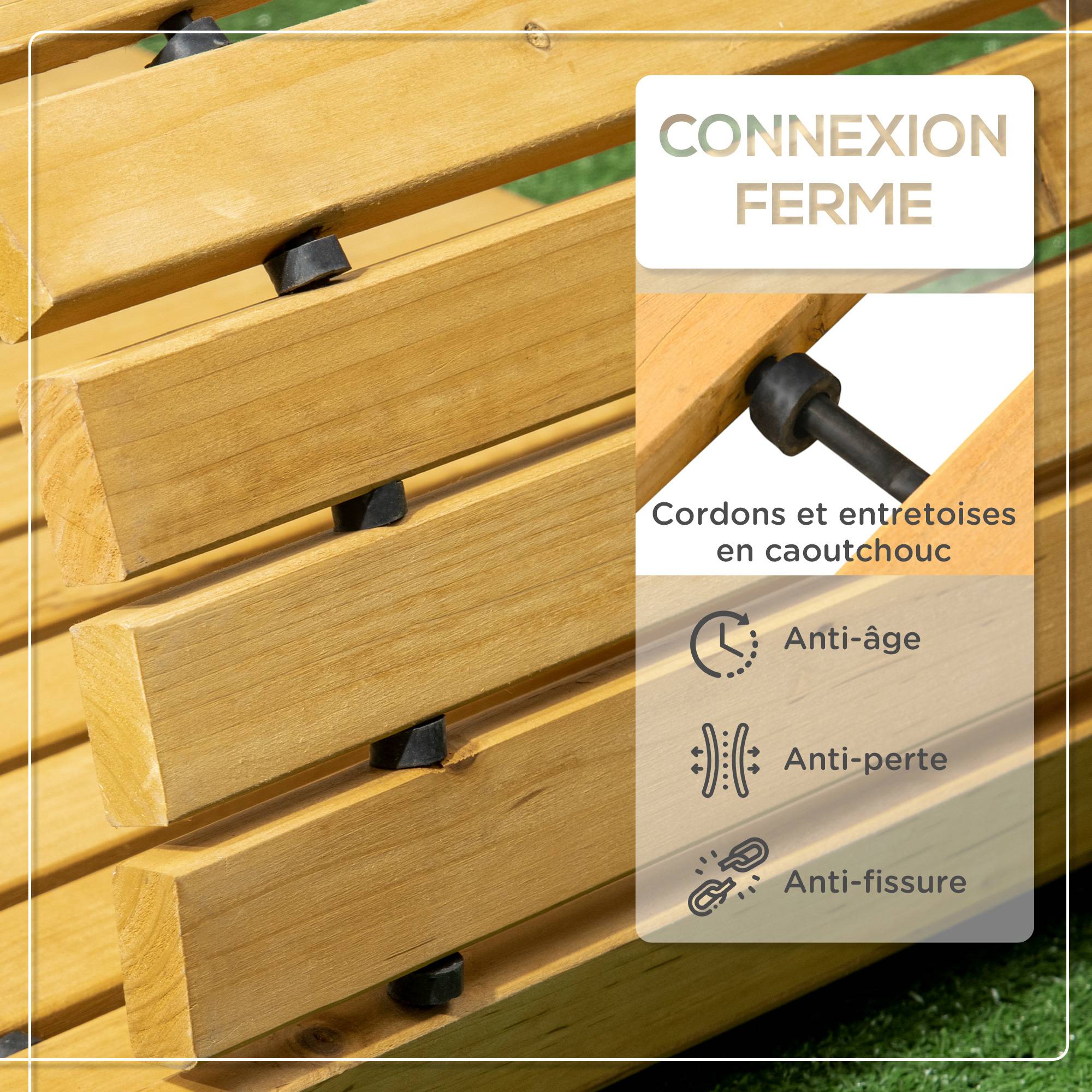 Outsunny - Allée chemin de jardin en lattes de bois enroulable - dim. 185L x 60l x 1,9H cm - bois de sapin pré-huilé - Outsunny - Imagen 6