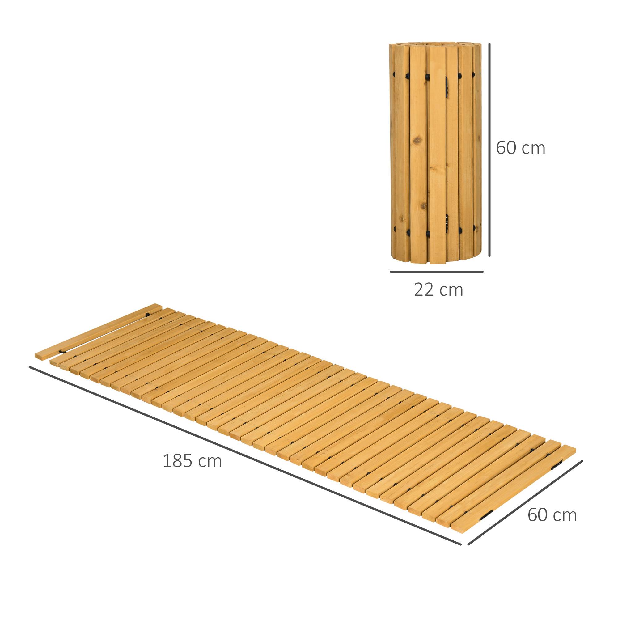 Outsunny - Allée chemin de jardin en lattes de bois enroulable - dim. 185L x 60l x 1,9H cm - bois de sapin pré-huilé - Outsunny - Imagen 3