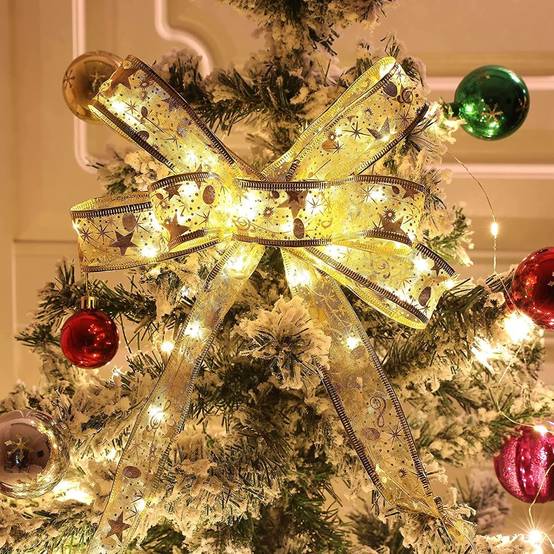 Guirlande lumineuse de 10 m pour sapin de Noël, idéale pour la décoration extérieure d'un pavillon de mariage, d'une fête du Nouvel An (doré) - Image 2