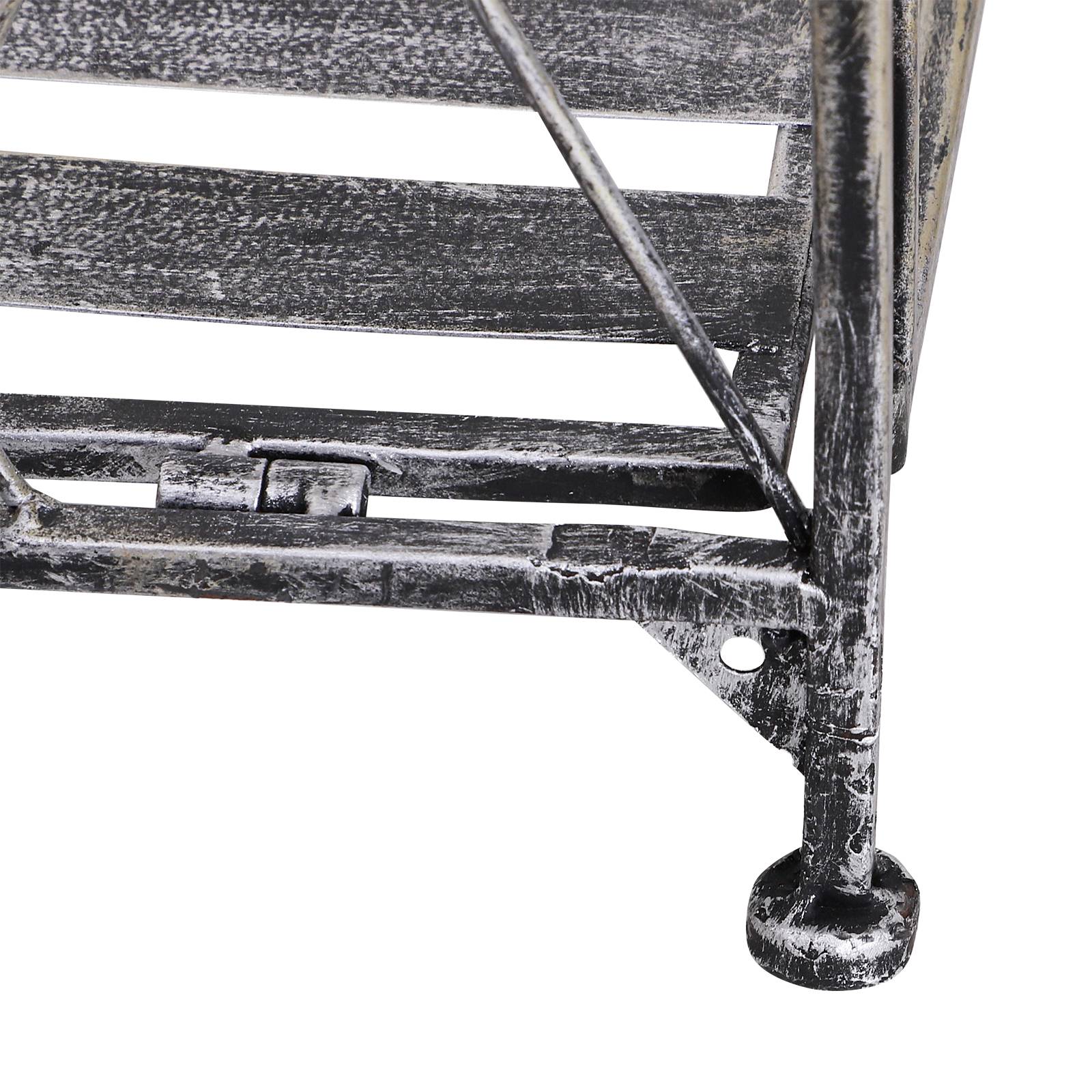 Étagère à fleurs pliable métal balcon jardin 3 niveaux design antique 44x25x96cm gris - ComfortXL Outdoor Living - Image 9