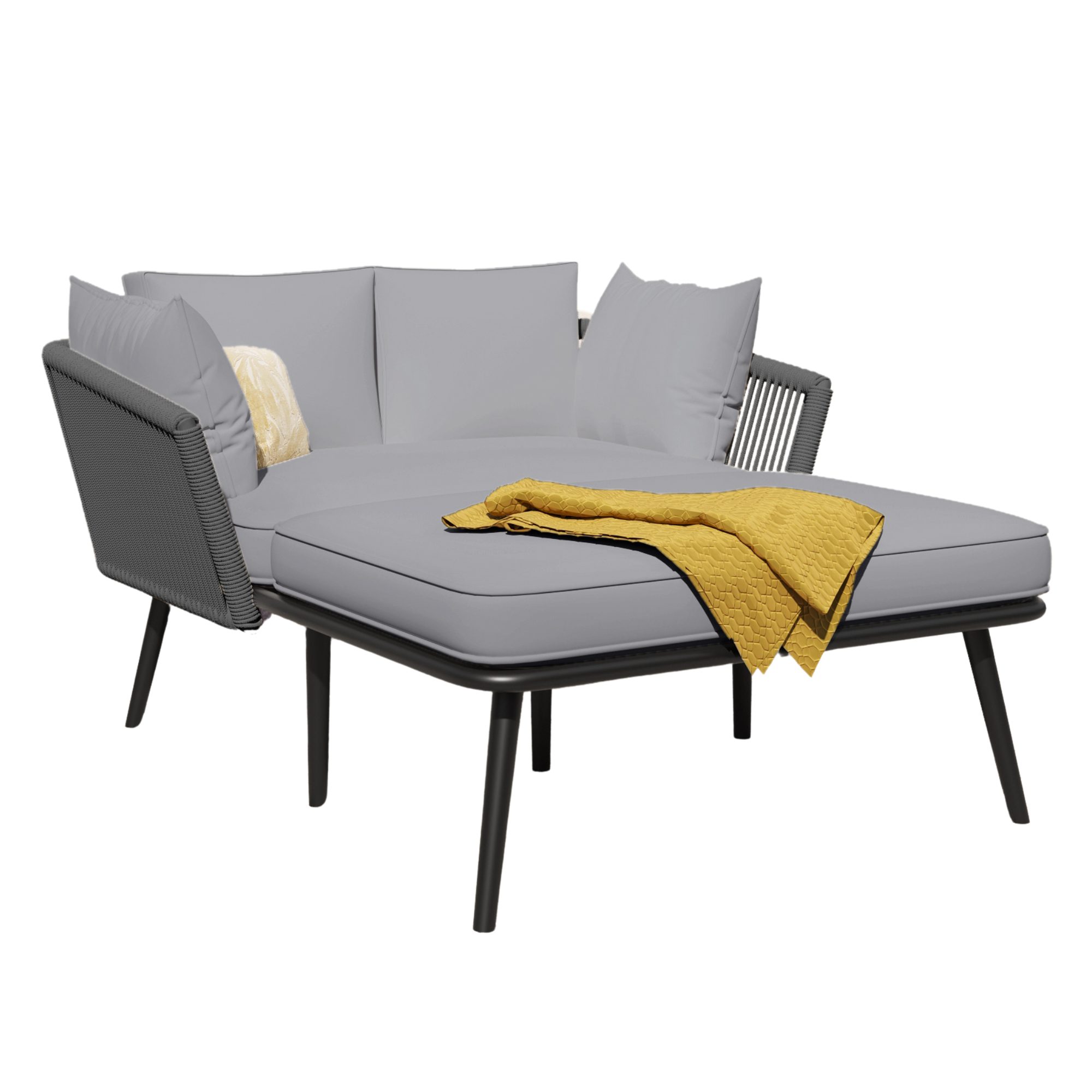 Canapé de jardin gris avec coussins amovibles lavables ensemble mobilier parfait pour balcon jardin et extérieur - Image 7