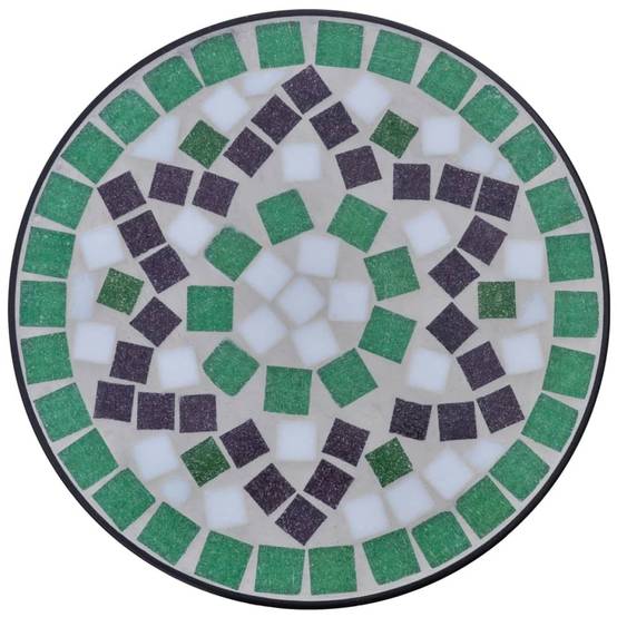 Porte-Plante Guéridon Mosaïque Céramique pour Extérieur Déco Jardin Vert et Blanc Ø30 cm – ComfortXL Outdoor Living - Image 3