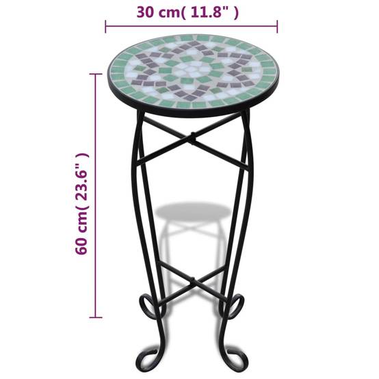 Porte-Plante Guéridon Mosaïque Céramique pour Extérieur Déco Jardin Vert et Blanc Ø30 cm – ComfortXL Outdoor Living - Image 5
