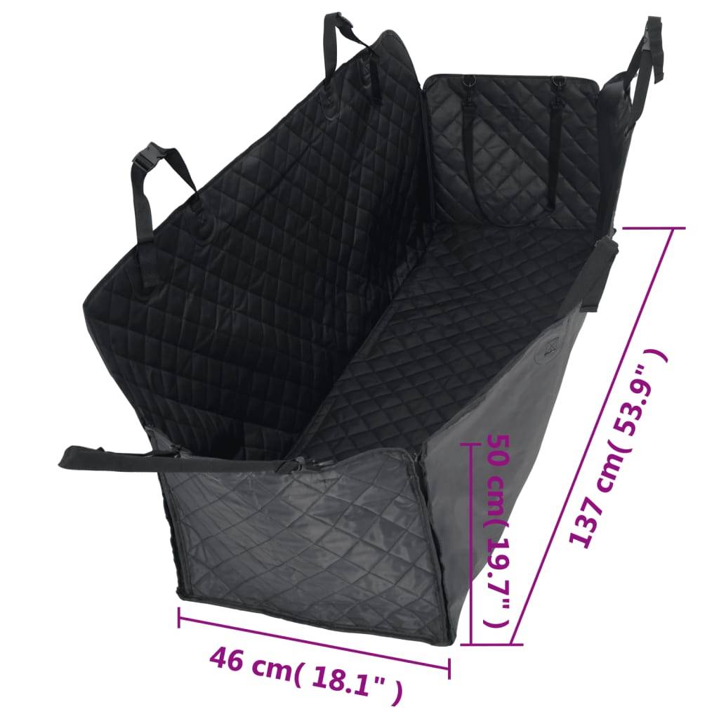 Housse de siège de voiture pour chien noir 137x46x50 cm - Image 10