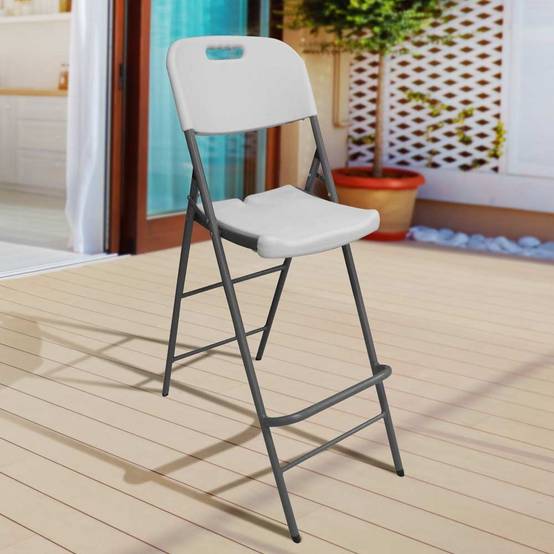Chaise haute pliante blanche 45 x 79 x 121 cm - Image 2