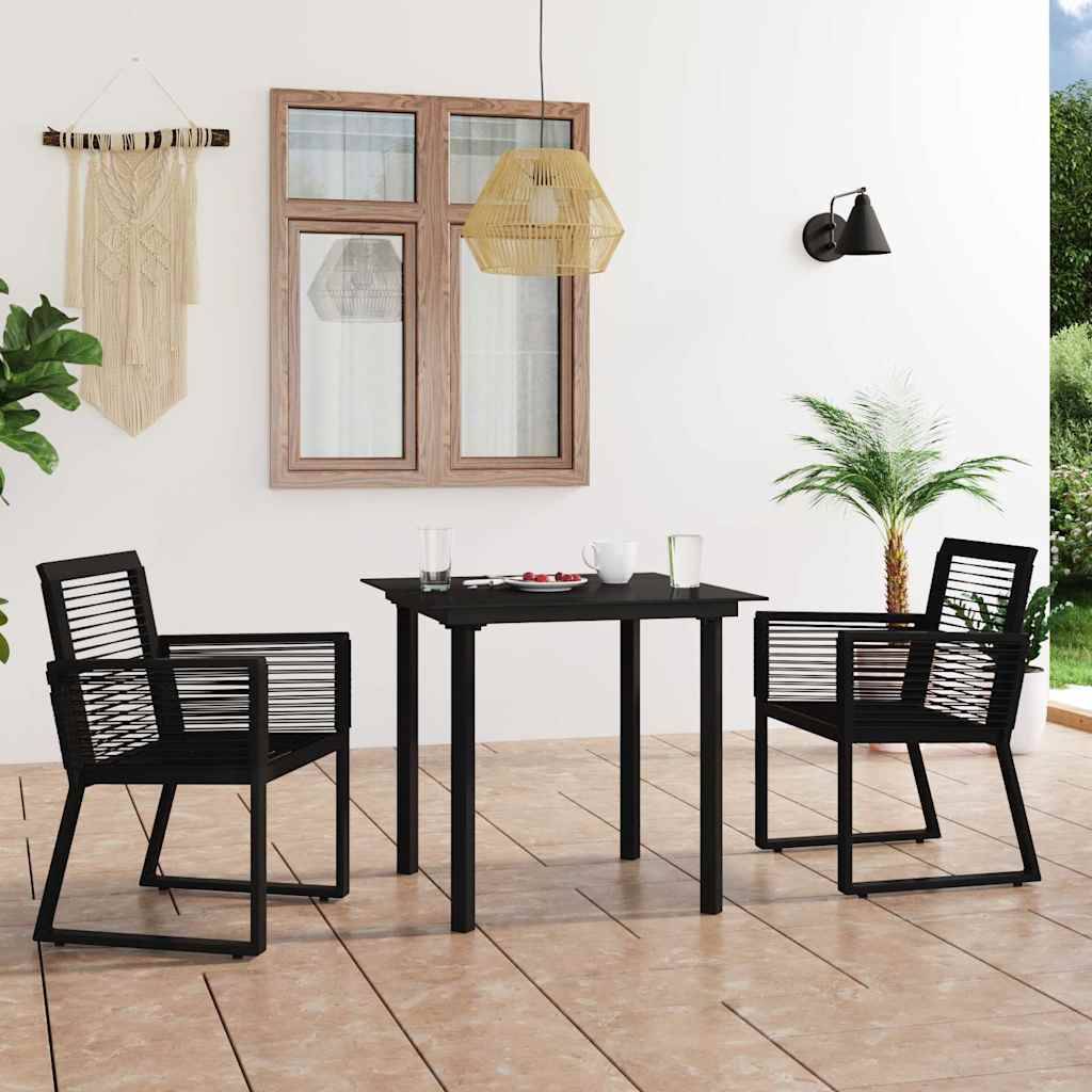 Vidaxl - Ensemble à manger d'extérieur 3 pcs-Salons de jardin Rotin PVC Noir 844592