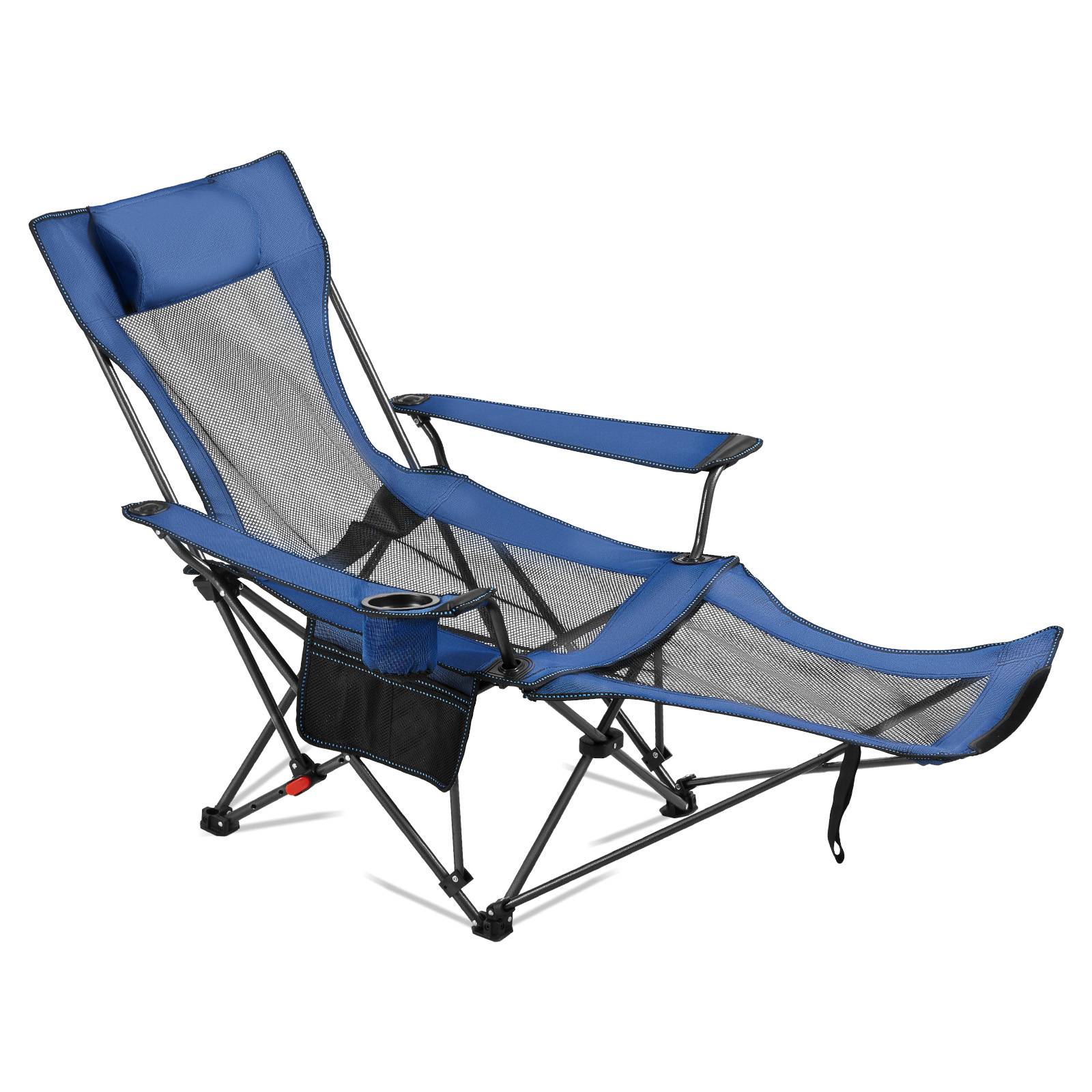 Vevor - VEVOR Chaise Camping Pliante Chaise Longue Inclinable Portable Tissu Maille Bleu - Image 1
