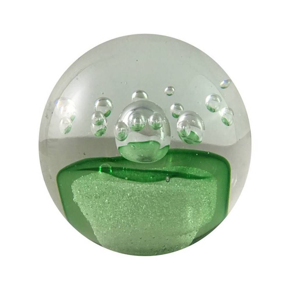 Presse papier sulfure "Ciel" en verre vert Ø.8 cm Chemin de campagne - Imagen 1